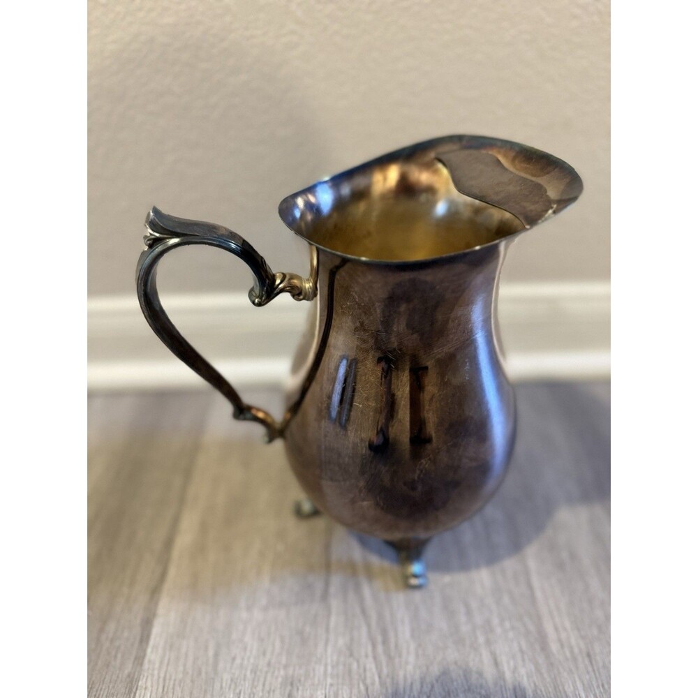 Vintage Leonard Silverplate Claw Feet Water Pitcher with Ice Guard 9” H * 8” W